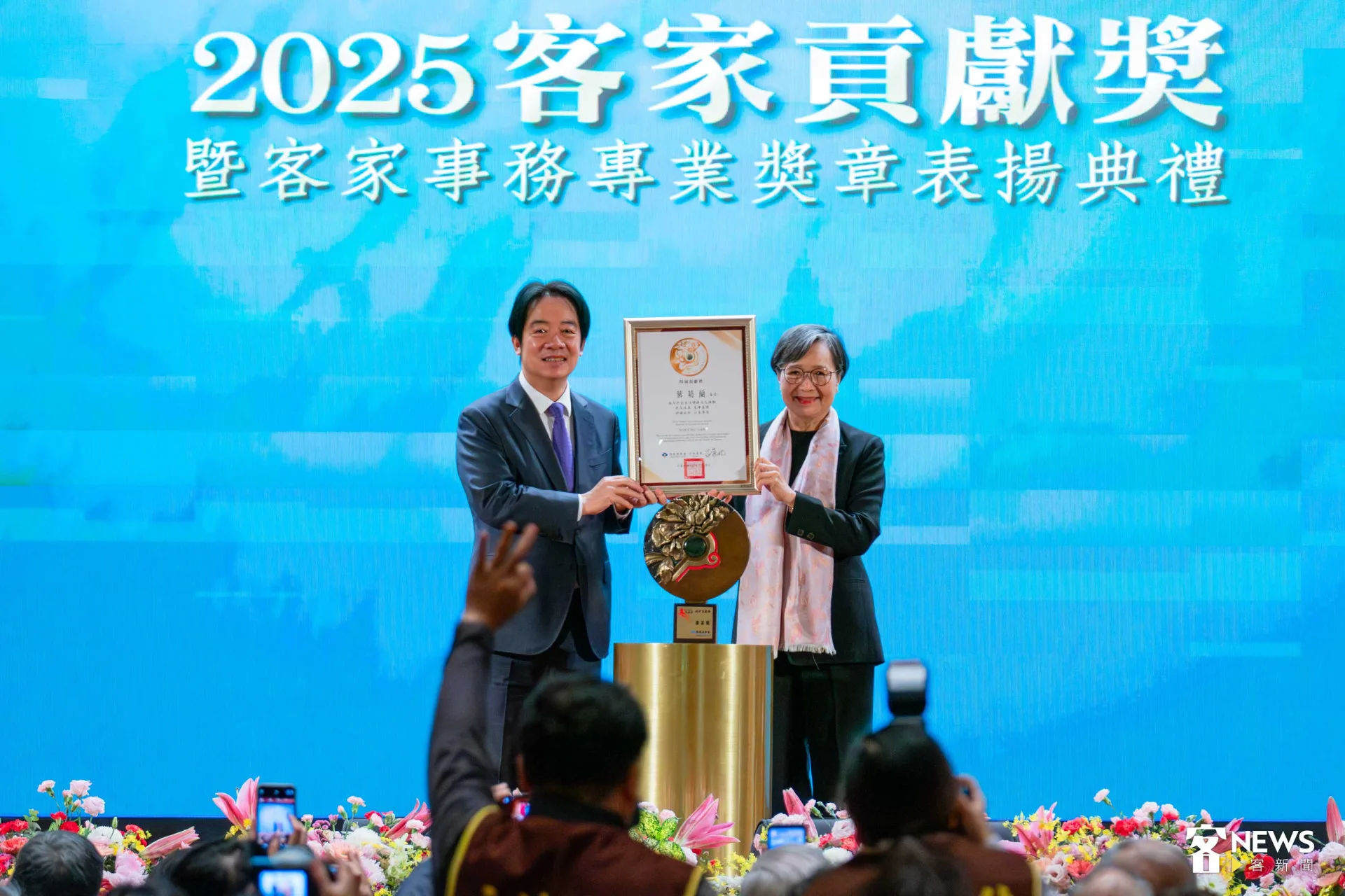 賴清德說，葉菊蘭始終站在自由民主第一線。范修語攝