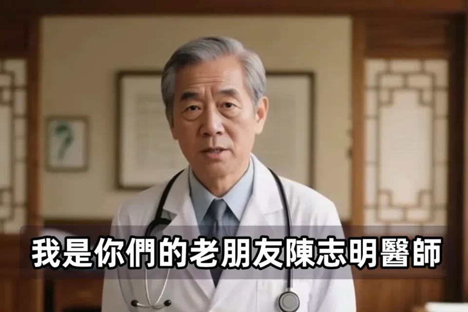 台灣事實查核中心及榮總澄清,「陳志明醫師」為AI生成影片,影片內容不實。翻攝YouTube