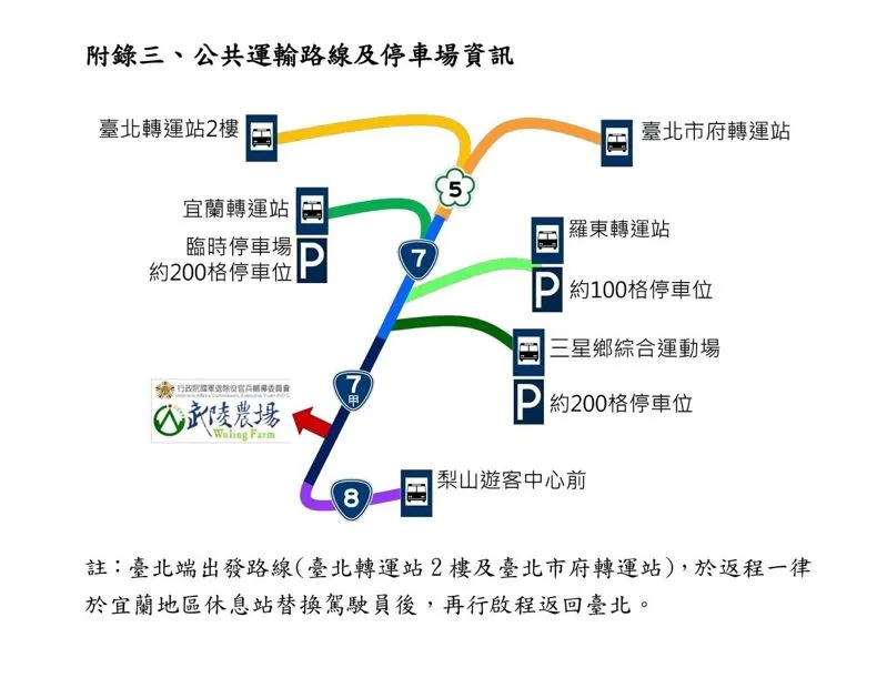 今年武陵農場櫻花季公共運輸接駁服務規畫6路線。交通部公路局提供