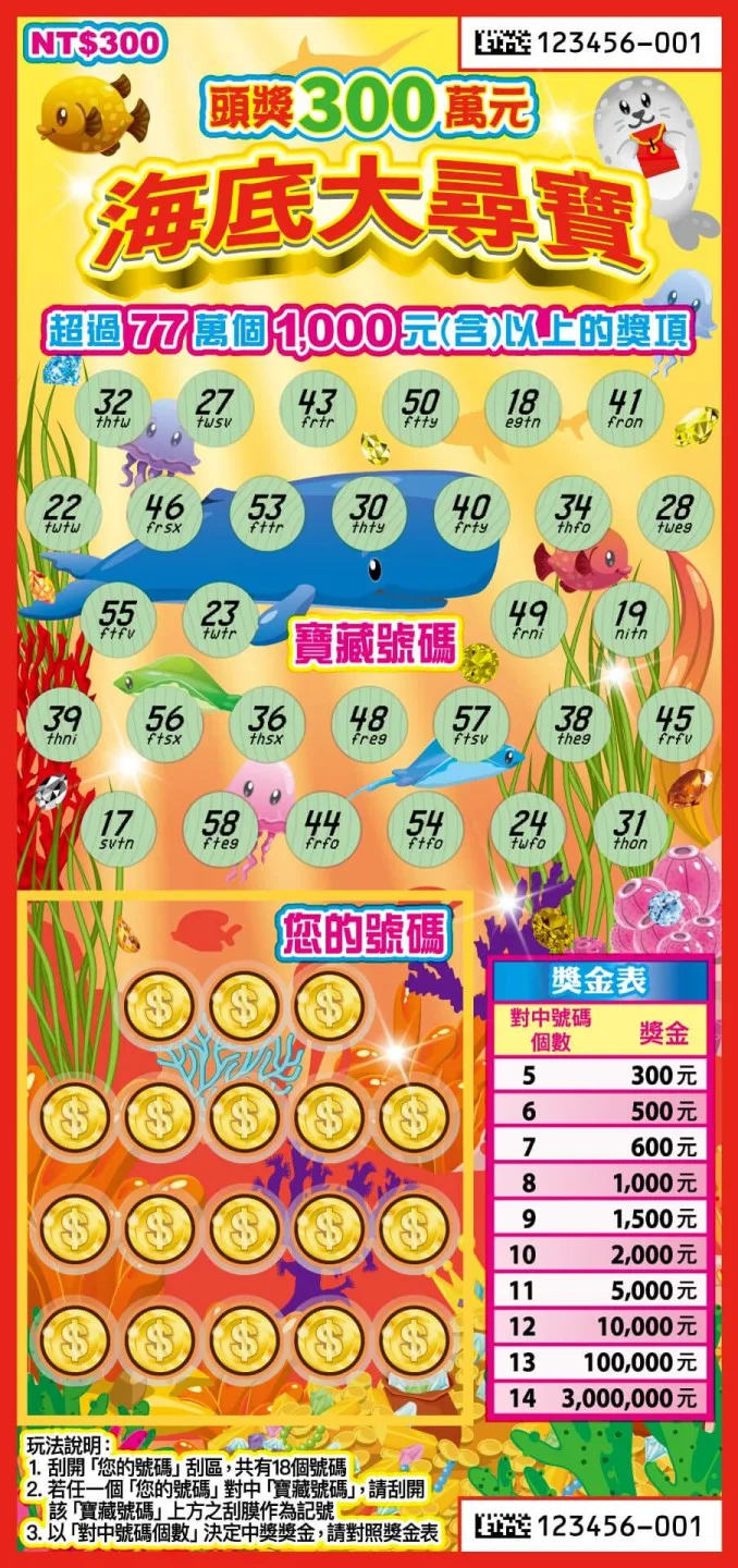 刮刮樂海底大尋寶。台彩提供