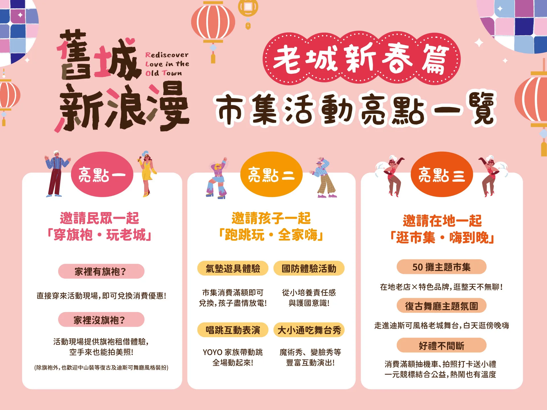 以「懷舊風華」為主題,打造沉浸式復古新春市集,1月24日至25日在文昌公園舉行。桃園市經濟發展局提供