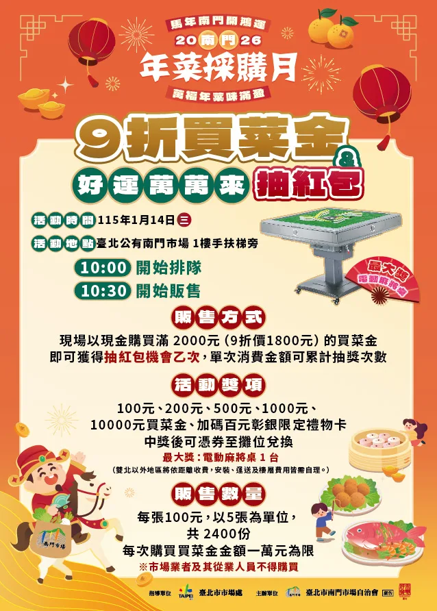 2026年南門市場年菜採購月正式開跑。南門市場提供