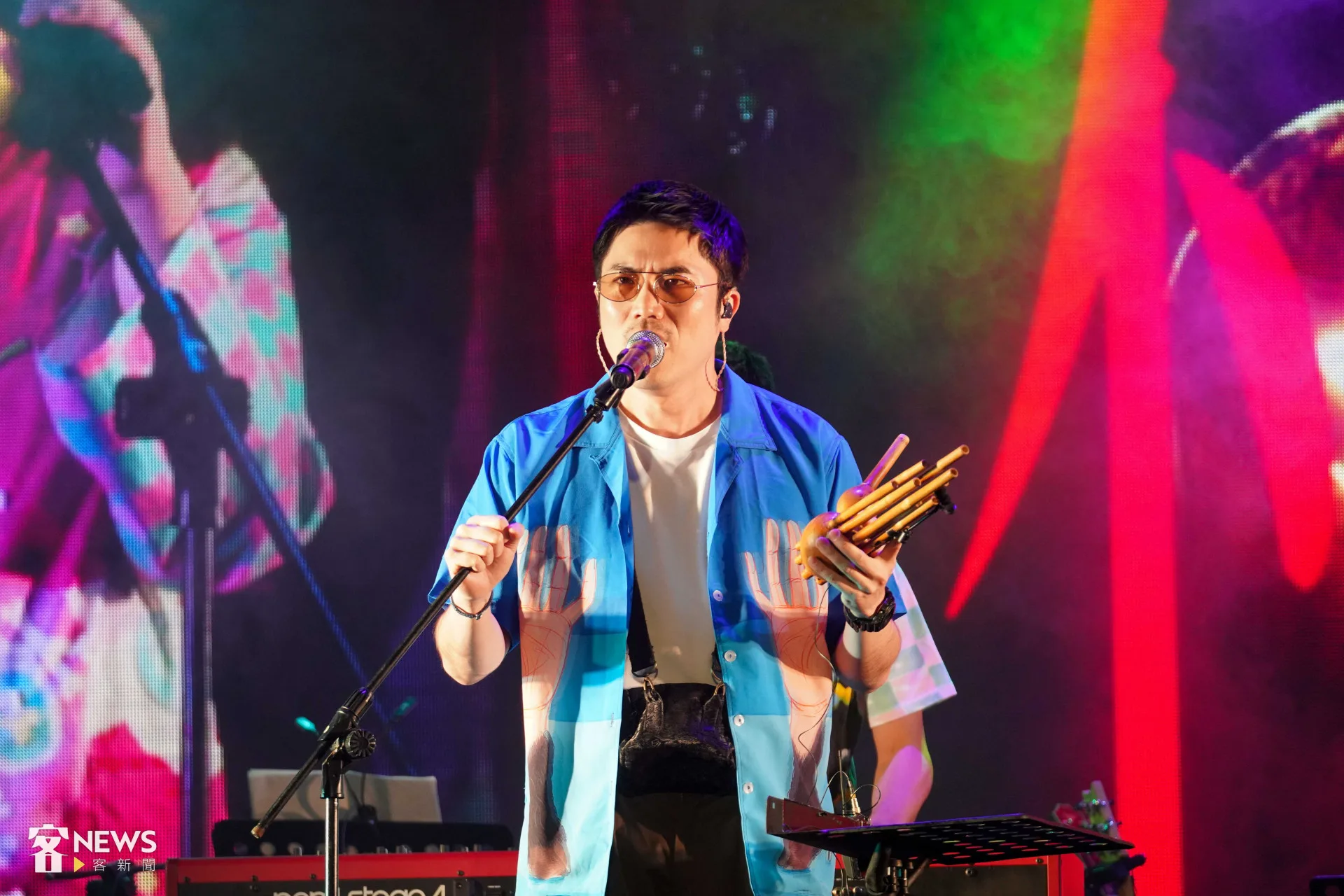 A Root同根生以傳統樂器融合現代元素，曾獲得全球客家流行音樂大賽第一屆冠軍，今天擔任決賽開場表演嘉賓。李台源攝