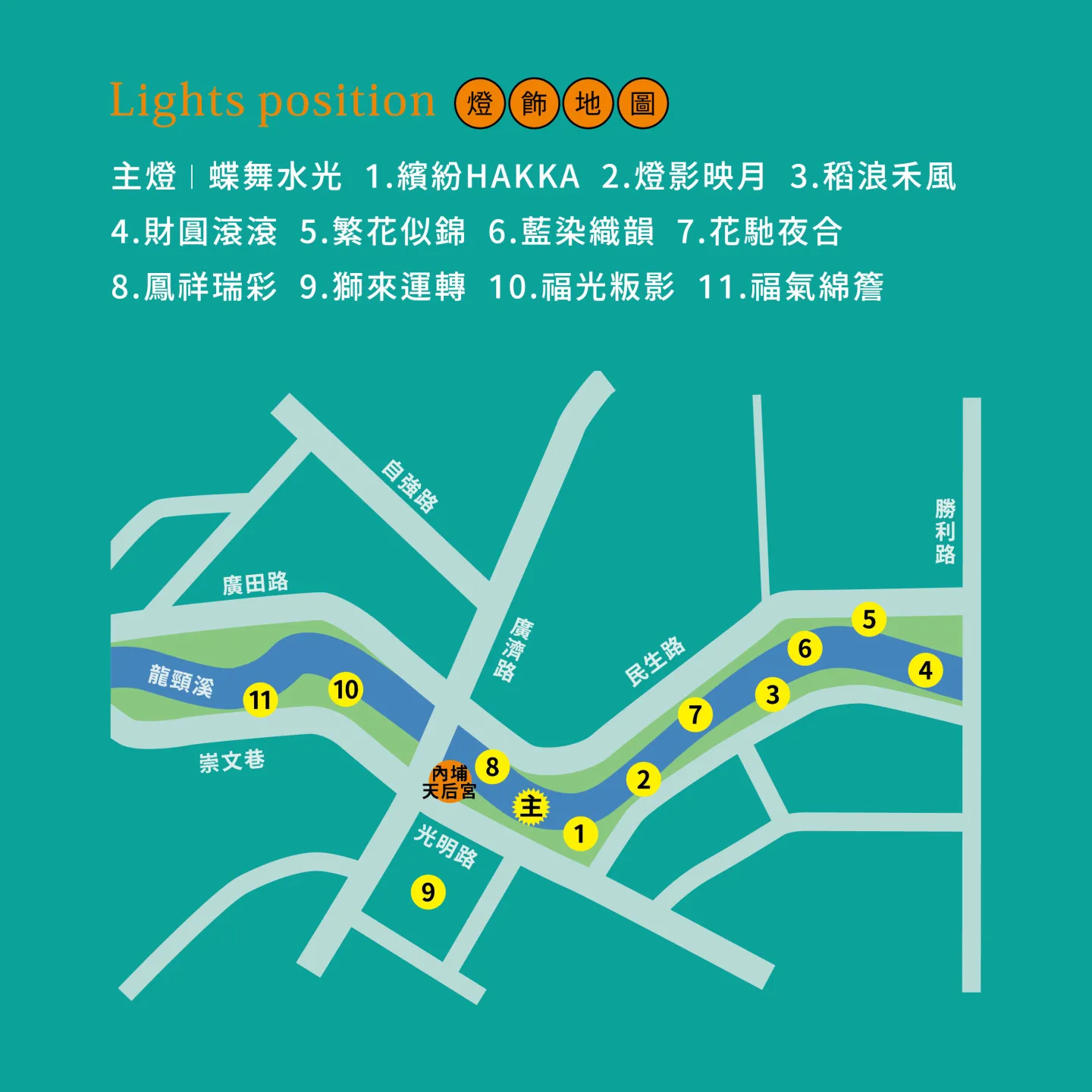 客家燈區燈飾地圖。屏東縣政府提供