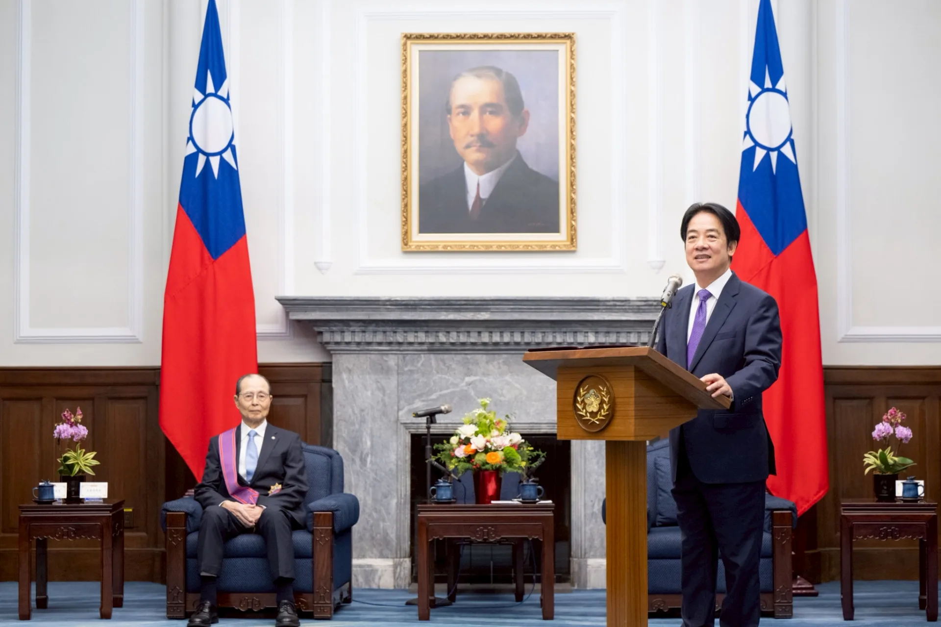 總統賴清德致詞表示，「世界的全壘打王」王貞治先生，是日本與台灣共同的驕傲。總統府提供