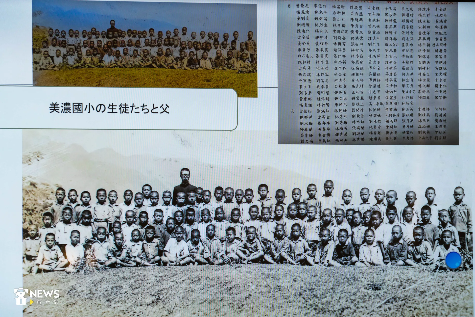 河村褥與美濃國小學生一起合照。范修語攝