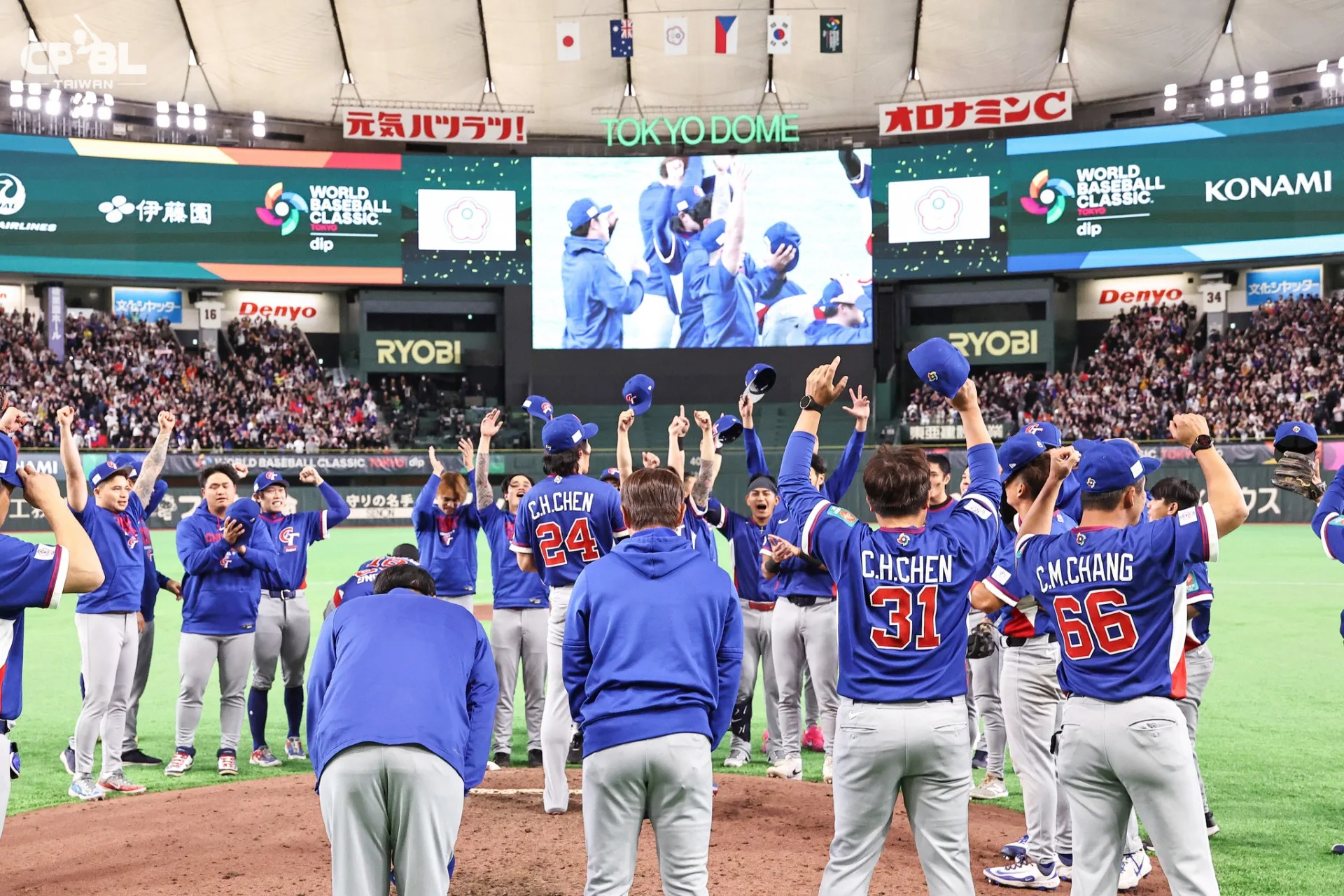 台灣隊昨天以4比3擊敗韓國,獲得歷來WBC對韓國的首勝。翻攝自CPBL 中華職棒臉書粉絲專頁。