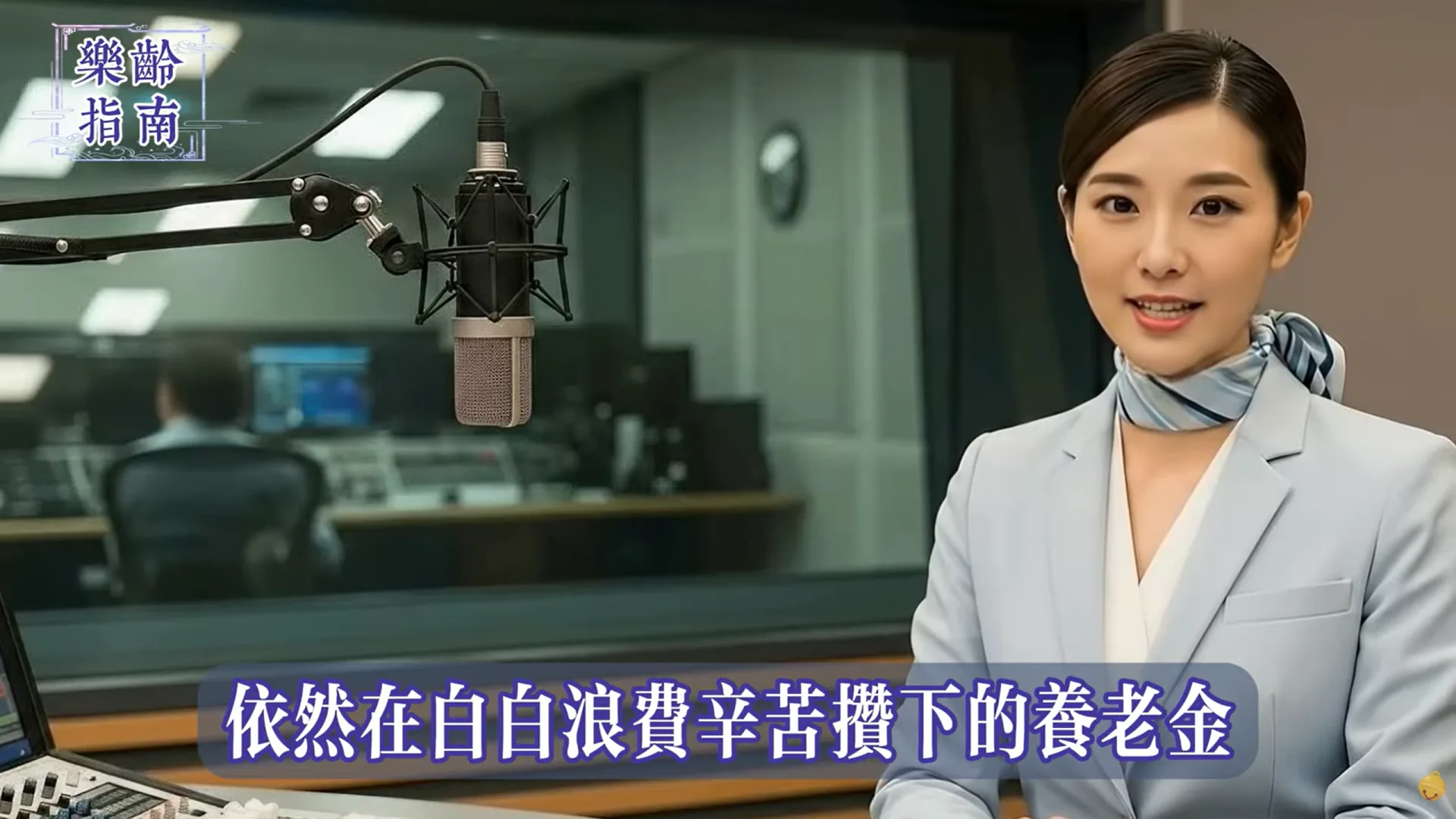 AI生成的主持人「阿琳」用煽動性語言鼓吹敬老票旅客「勇敢爭取」、「別白白浪費養老金」。截圖自YouTube頻道「樂齡指南」