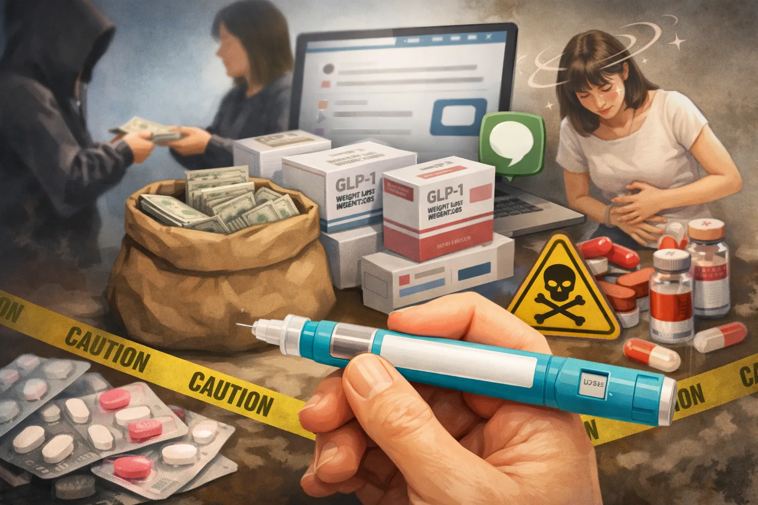 近年來爆紅的「瘦瘦針」（GLP-1受體促效劑）成為減重新捷徑，卻也引發違規販售亂象。示意圖。AI chatgpt製圖