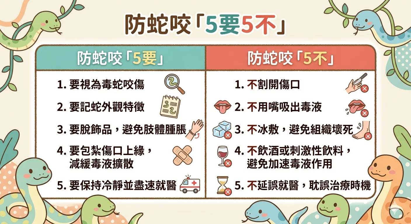 防蛇咬5要5不。客新聞AI製圖