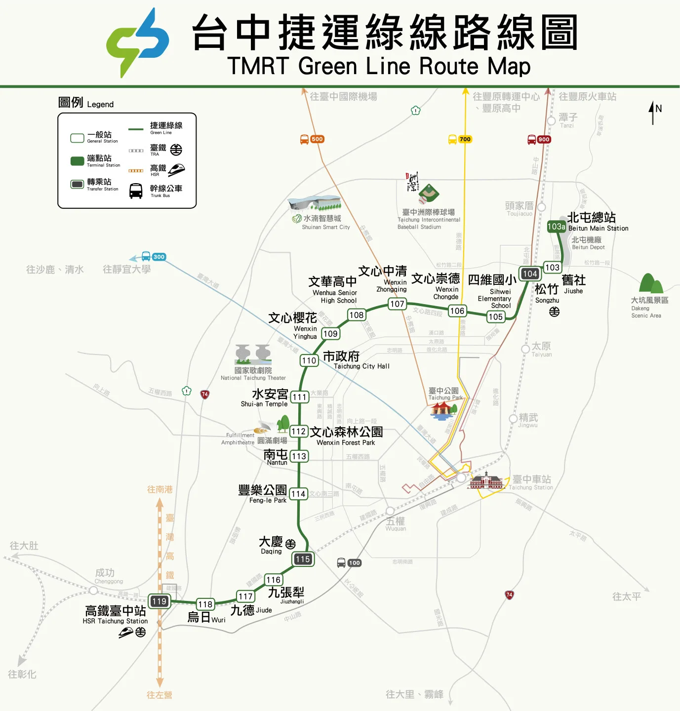 台中捷運路線圖。中捷提供