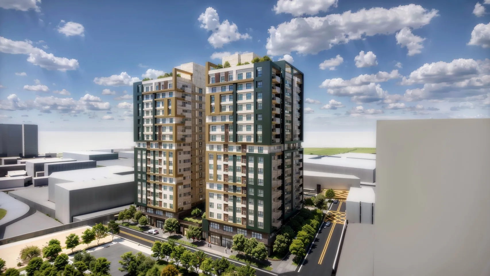 桃園市新屋「高洲段社宅」模擬圖。桃市府提供