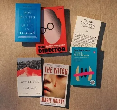 英國國際布克獎3月31日宣布決選名單，《臺灣漫遊錄》（Taiwan Travelogue，右上）獲選為決選名單的六部作品之一，同時也是今年決選名單中唯一的亞洲作家作品。（截取自「國際布克獎」網頁）