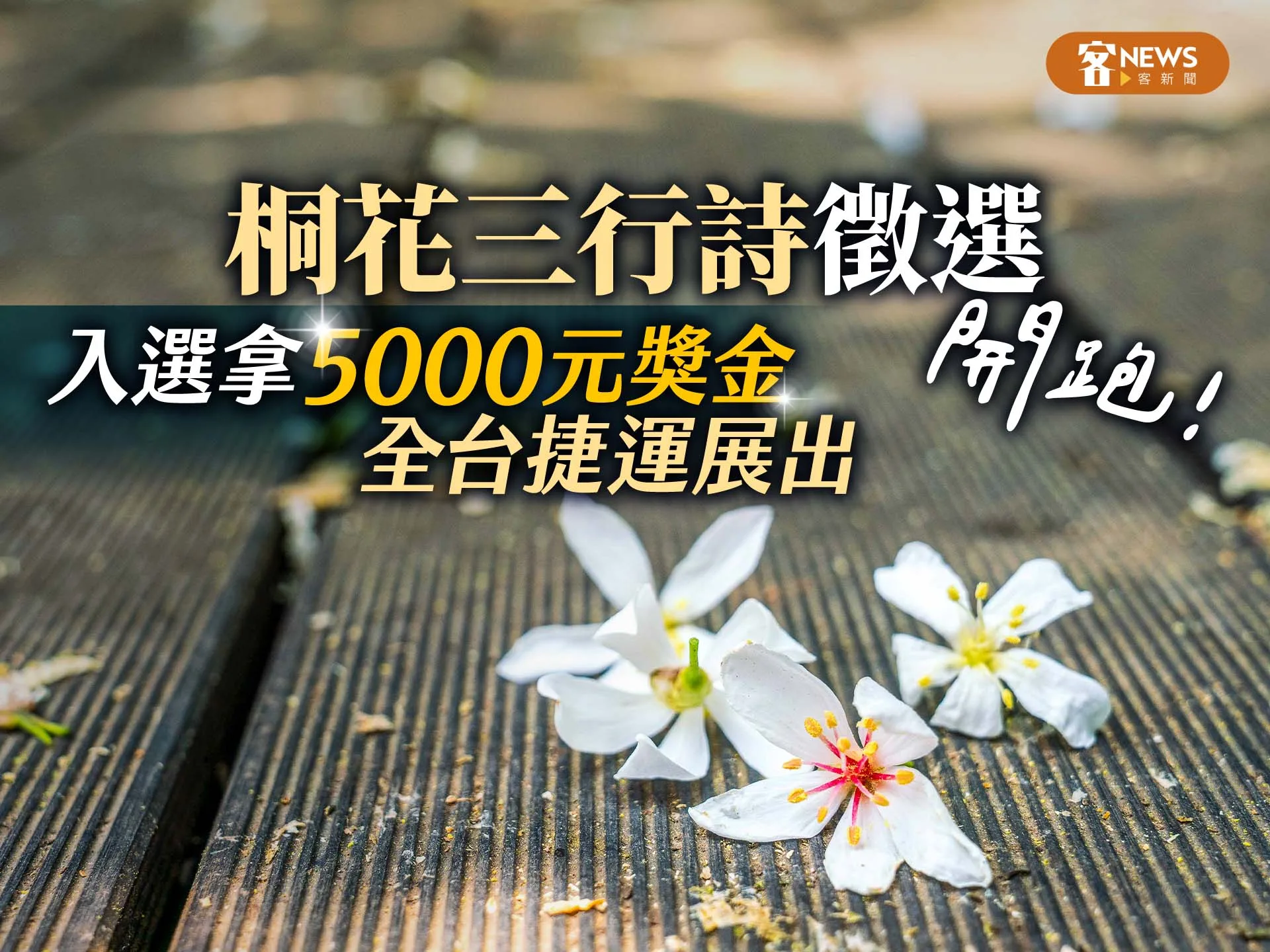 桐花三行詩徵選開跑　入選拿5000元獎金、全台捷運展出
