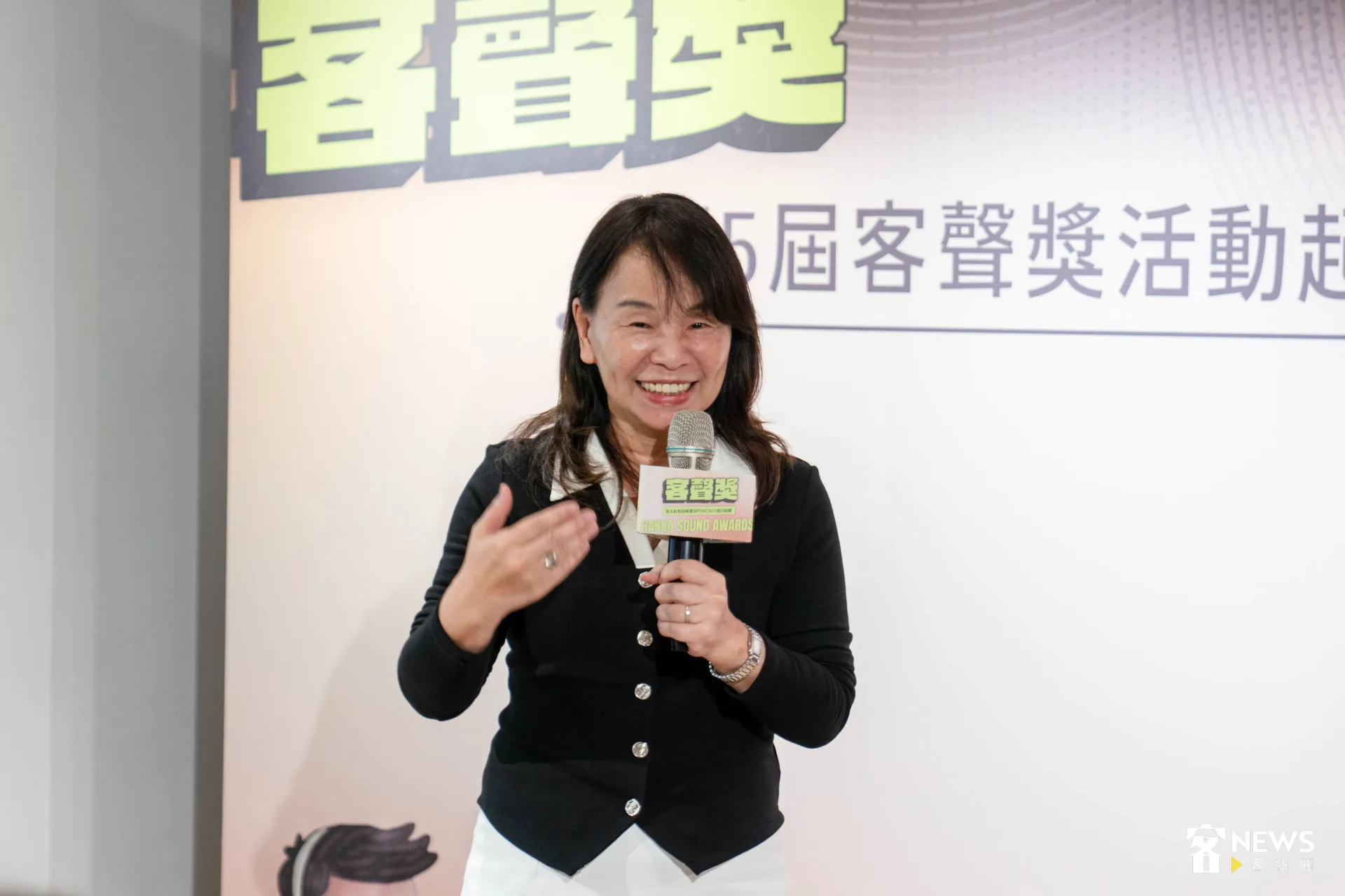 第四屆客聲獎大贏家黃玉美分享自己投身廣播領域的經驗，鼓勵年輕朋友透過聲音傳承文化。范修語攝