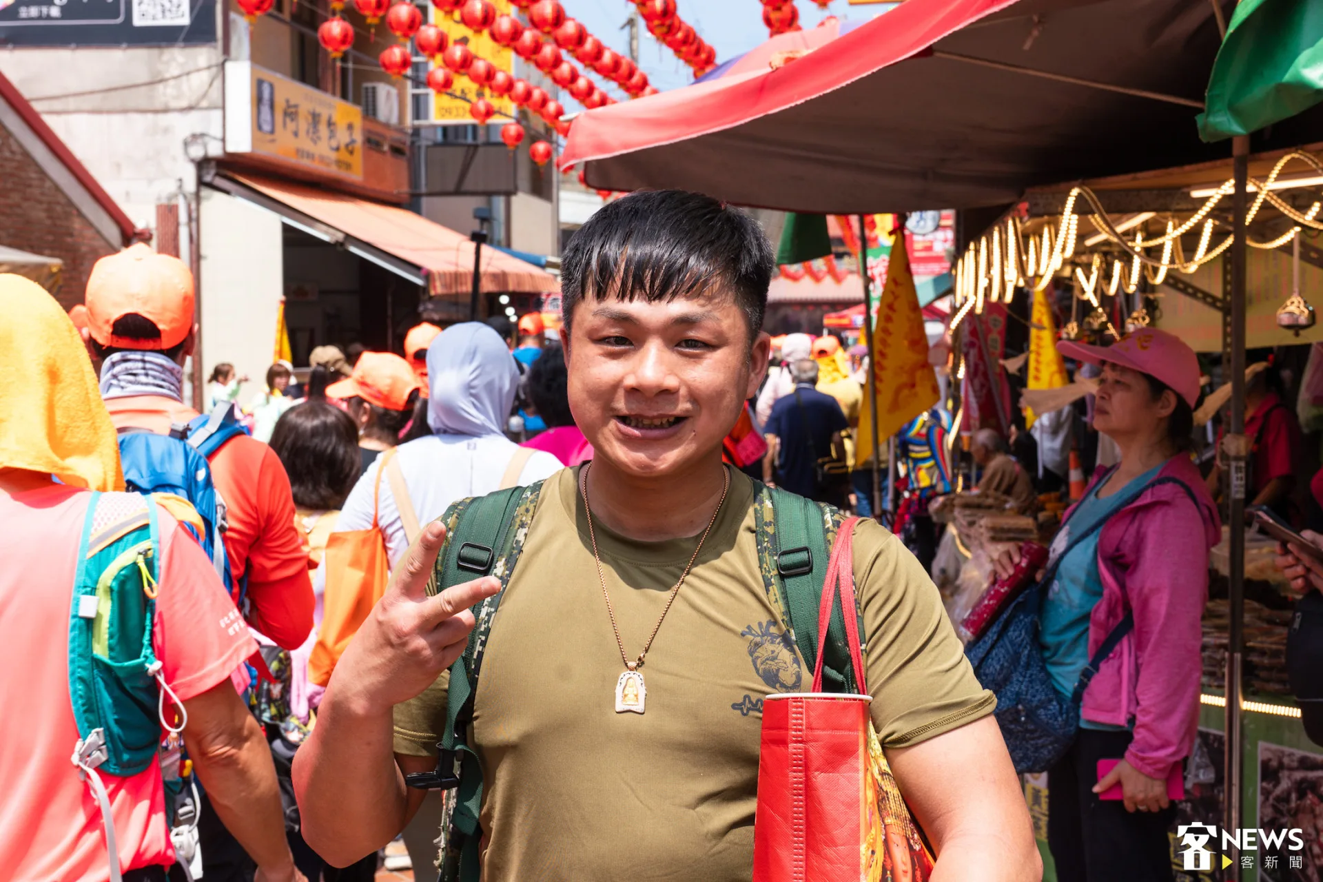 李佑軒連續跟了6年媽祖進香，直呼「媽祖真的知道我需要什麼」。朱愷元攝