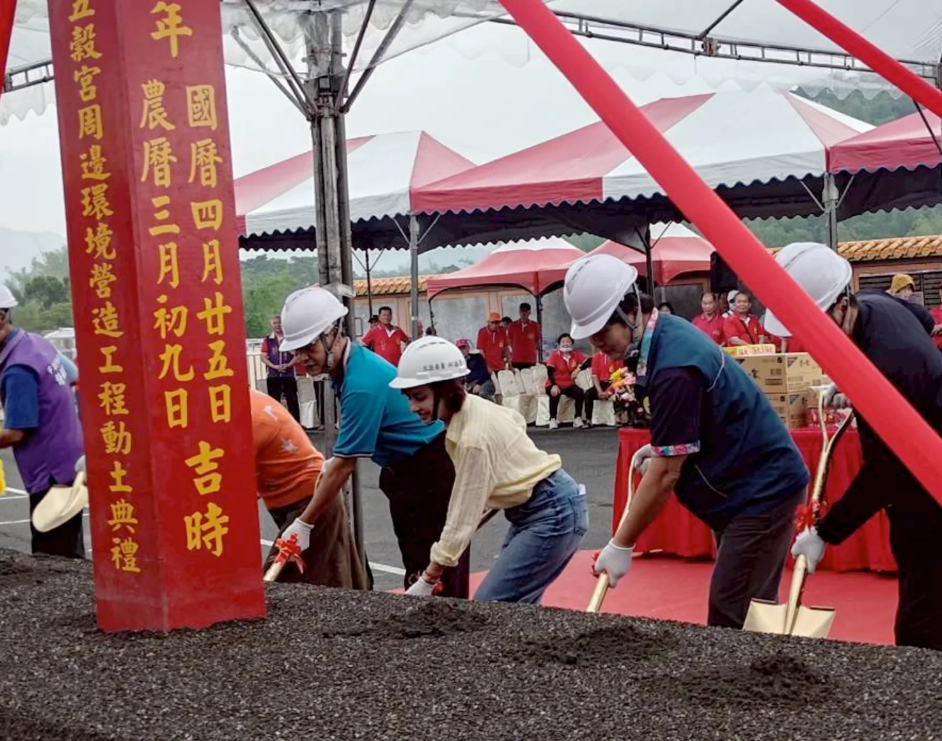 融入客庄藍衫、水圳意象　美濃朝天五穀宮懸空棧道動工