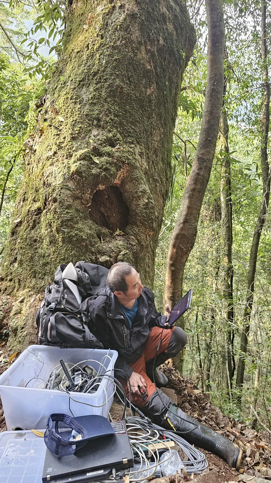 研究人員架設監視器。雪霸國家公園管理處提供