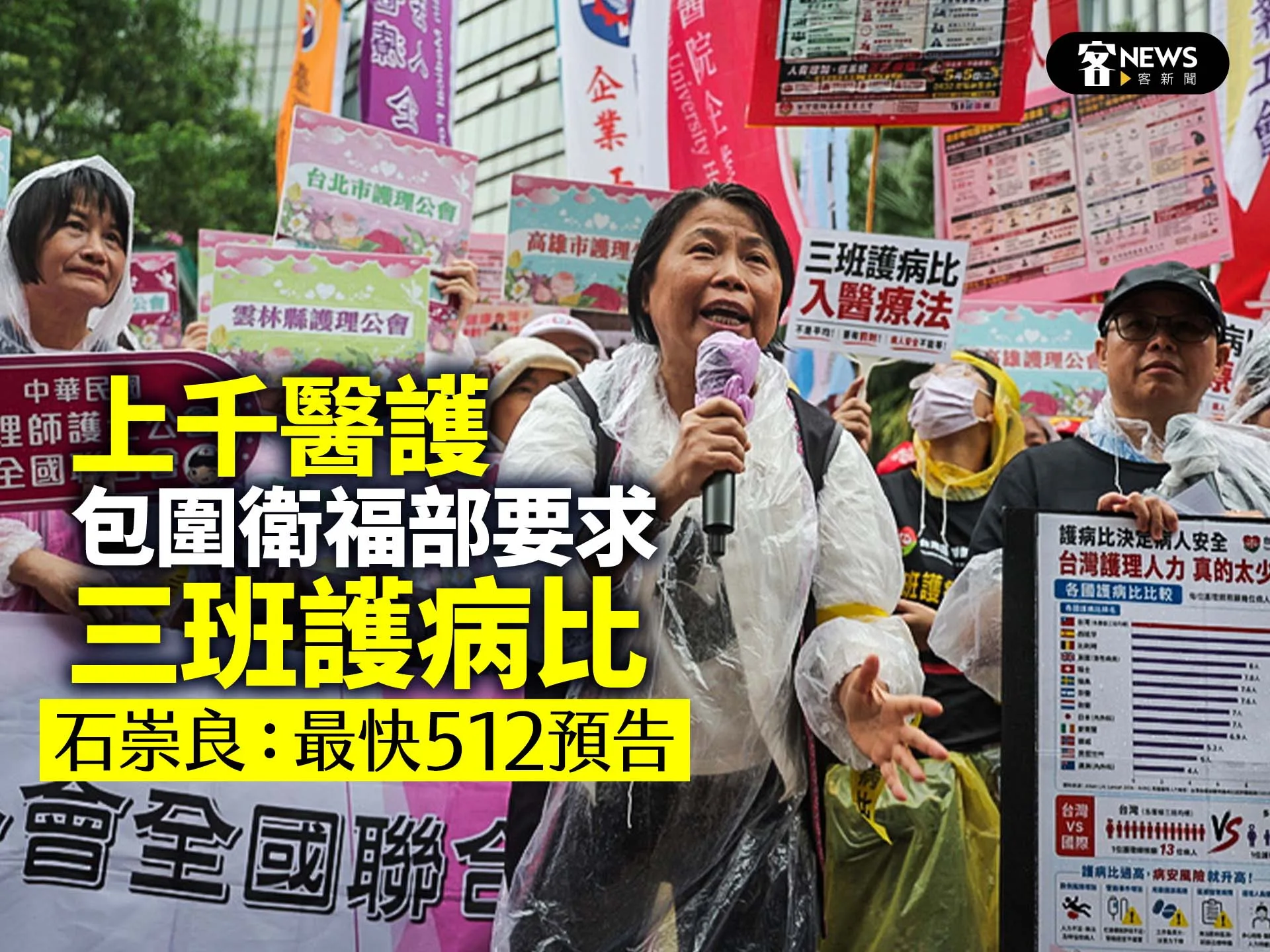 上千醫護包圍衛福部要求「三班護病比」　石崇良：最快512預告