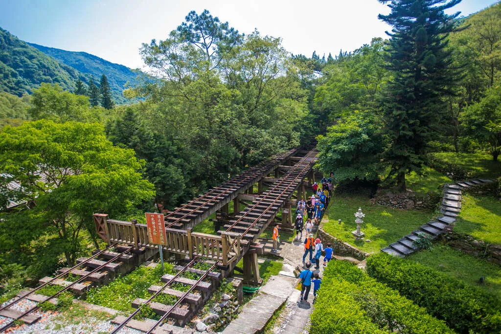 林田山林業園區的鐵軌見證以往林業的榮景。花東縱谷國家風景區管理處