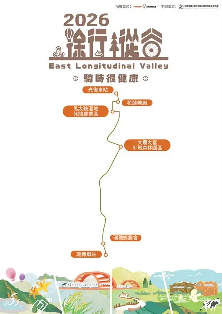 「徐行縱谷-騎時很健康」活動路線圖。觀光署提供